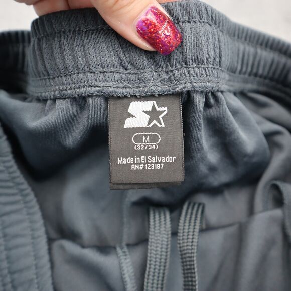 Starter Shorts Mens Medium 32/34 Black Lightweight Athletic Casual Elastic Waist - Picture 7 of 16